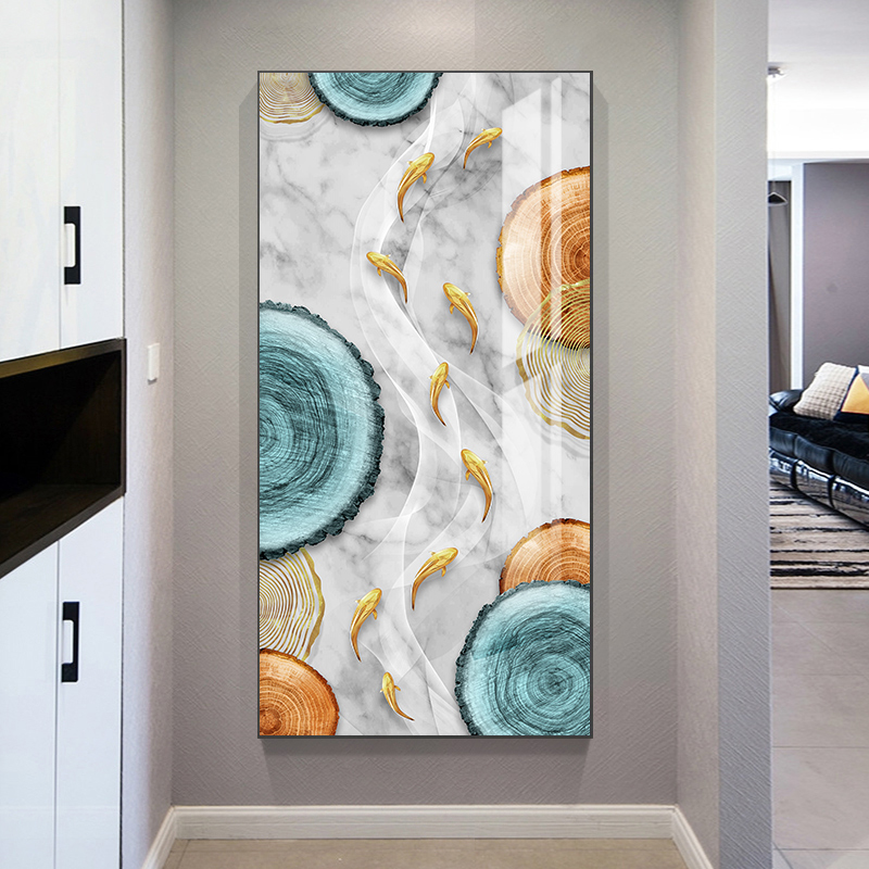 Entry to the Season Corridor vertical decoration painting modern simple entry aisle mural drawing room Nine fish picture light luxury painting