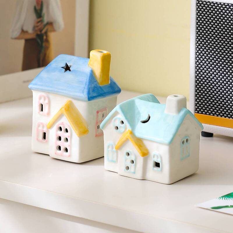 Ceramic House-Shaped Ornaments, Nordic Style Glowing Ceramic House, Small House Atmosphere Lamp, Night Light, Healing Gift Ceramic House-Shaped Ornaments, Nordic Style Glowing Ceramic House, Small House Atmosphere Lamp, Night Light, Healing Gift