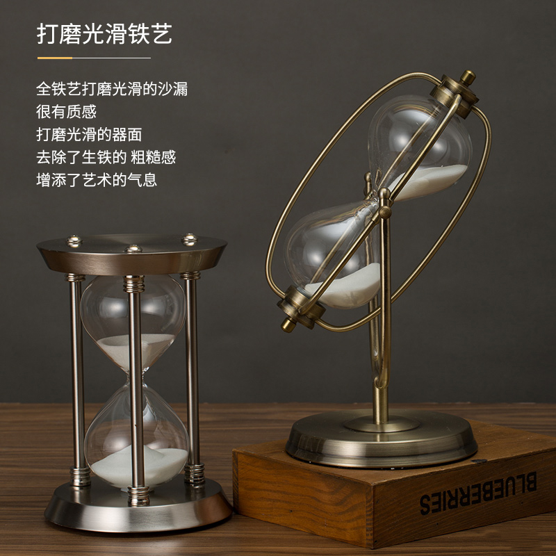 Metal Hourglass Timer Creative Gift Ornament 60 minutes Time Quicksand Bottle Personality Vintage Birthday Gift
