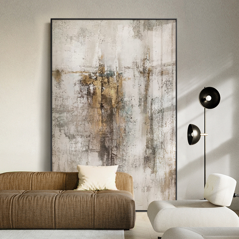 Modern Light Luxury Living Room Atmosphere Decorative Painting New Chinese Sofa Backwall Hand-painted Abstract Hanging Painting Xueguan Painting Vertical Edition