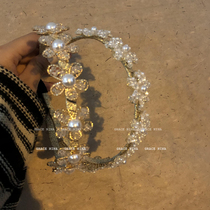 Human rich flower pearl hair hoop fairy Air forest hairhairclip female wild go out net red sweet hair card headgear simple