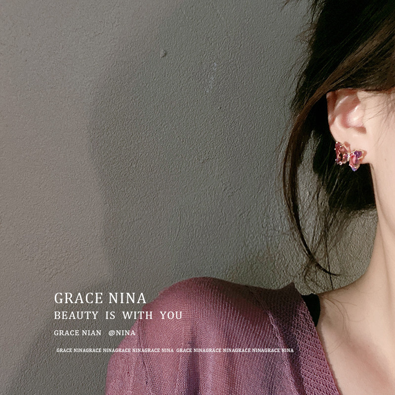 清透气质水晶蝴蝶耳钉2022年新款耳环详情6