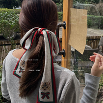 Look here French silk scarf hair band female tie hair ribbon retro hair accessories tide spring out Korean headdress