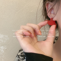  IU the same 925 silver needle red love personality simple and sweet earrings 2021 new ins style earrings female