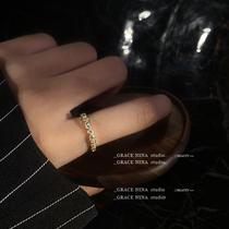 Simple personality zircon retro high sense adjustable high color color opening index finger ring ins Wind popular ring