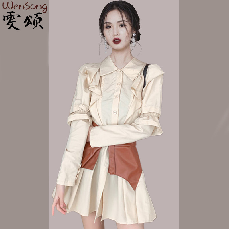 Temperament high-end lady dress women's 2022 autumn new goddess fan slim slim waist skirt women's clothing