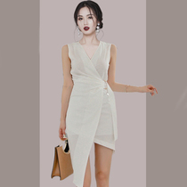 Temperament High-end name Yuanyuan Irregular Dress Dress Woman 2022 Summer clothes New Yangqi Body Slim collection Waist Skirt