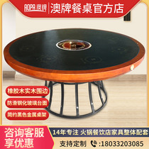 Aussie Z28 Tempered Glass Dining Table And Chairs Solid Wood Round Table Fire Boiler Shop restaurant Induction Cookware