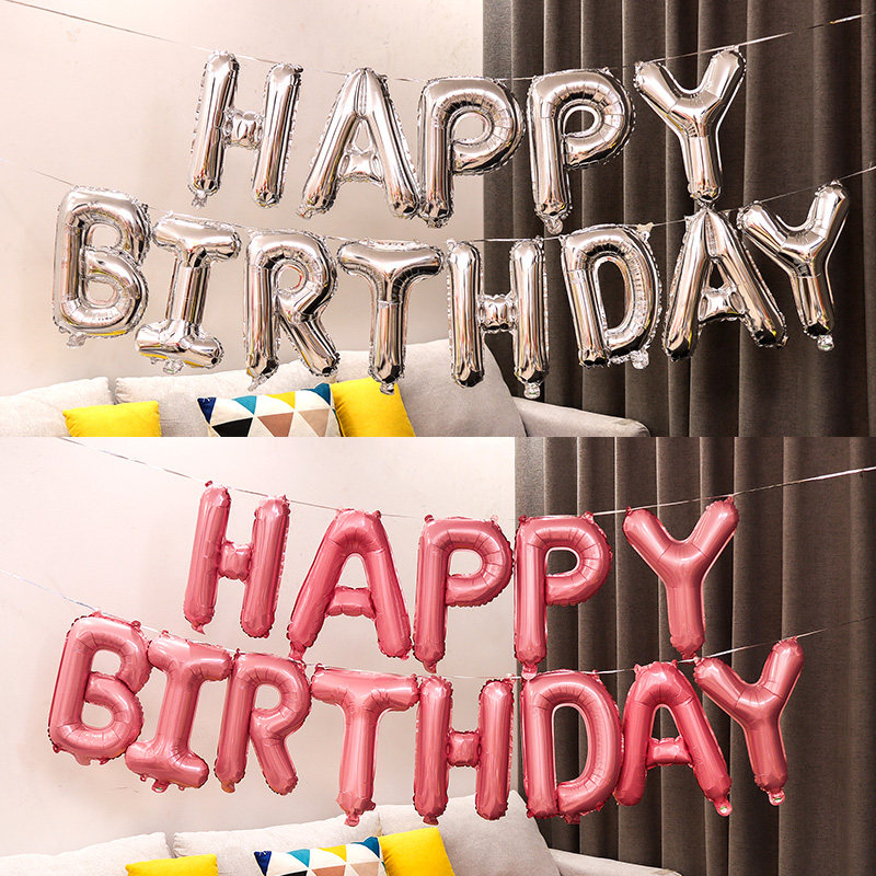 Child Adults Happy Birthday 16 Inch Letters Aluminum Film Balloon Decoration Placement Baby Birthday Party Background Wall