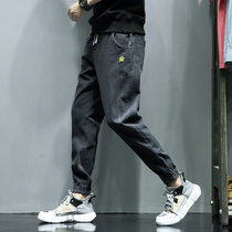 Autumn mens jeans Tide brand casual leg leg Korean version trend plus size leg nine-point loose tooling pants
