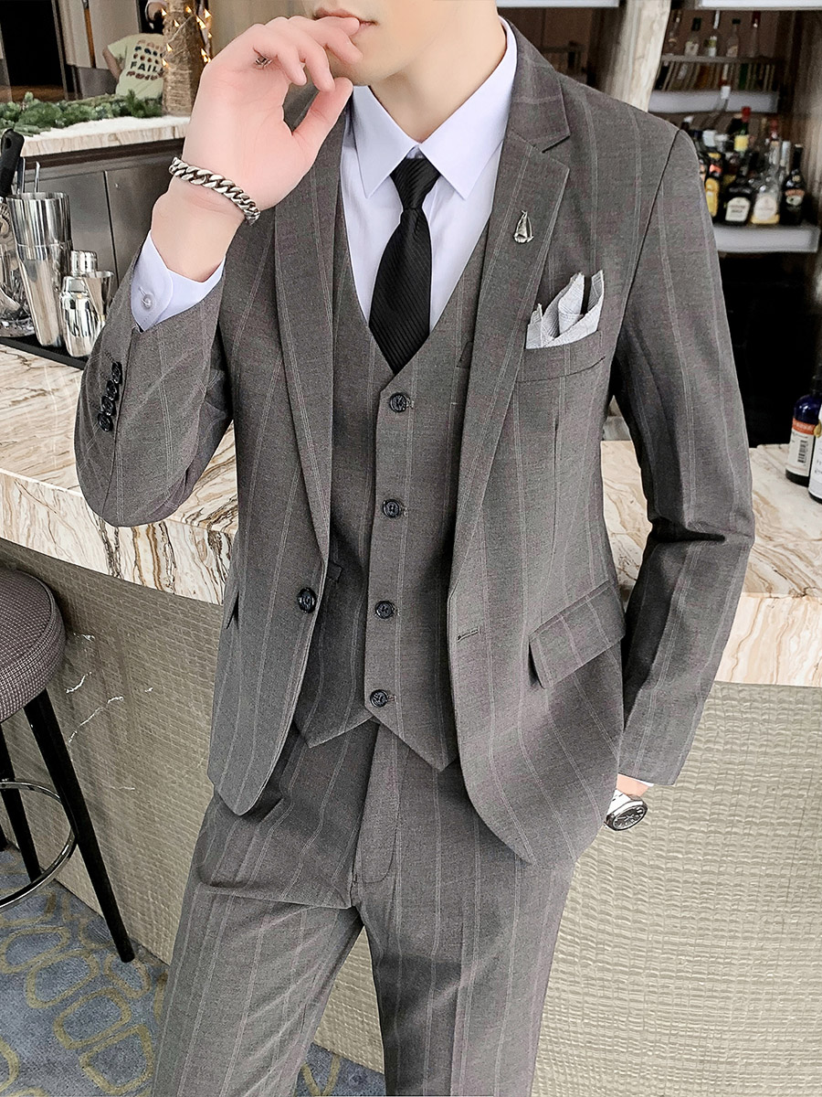 Men's suit suit Slim groom wedding dress Two-piece Business casual Professional formal suit Three-piece suit