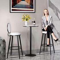 Slate high table small bar table and chairs round home balcony bar milk tea shop Nordic coffee table iron bar stool
