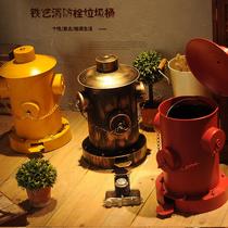 Retro industrial style iron fire hydrant trash can living room creative home bar kitchen restaurant covered trash can