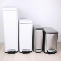 Household trash can rectangular simple stainless steel foot pedal fashionable European style narrow body sanitary bucket with lid