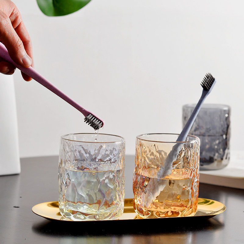 Japanese simple couple mouthwash cup glass toothbrush cup pair household wash cup hotel tooth tank set