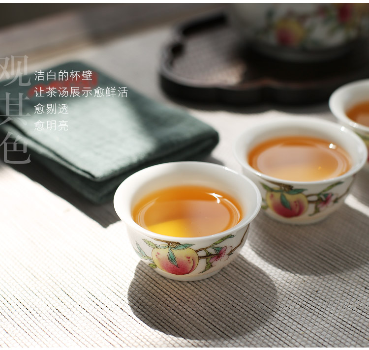 Jingdezhen hand - made teapot 6 small household famille rose tea set ceramic kung fu tea cup of a complete set of restoring ancient ways