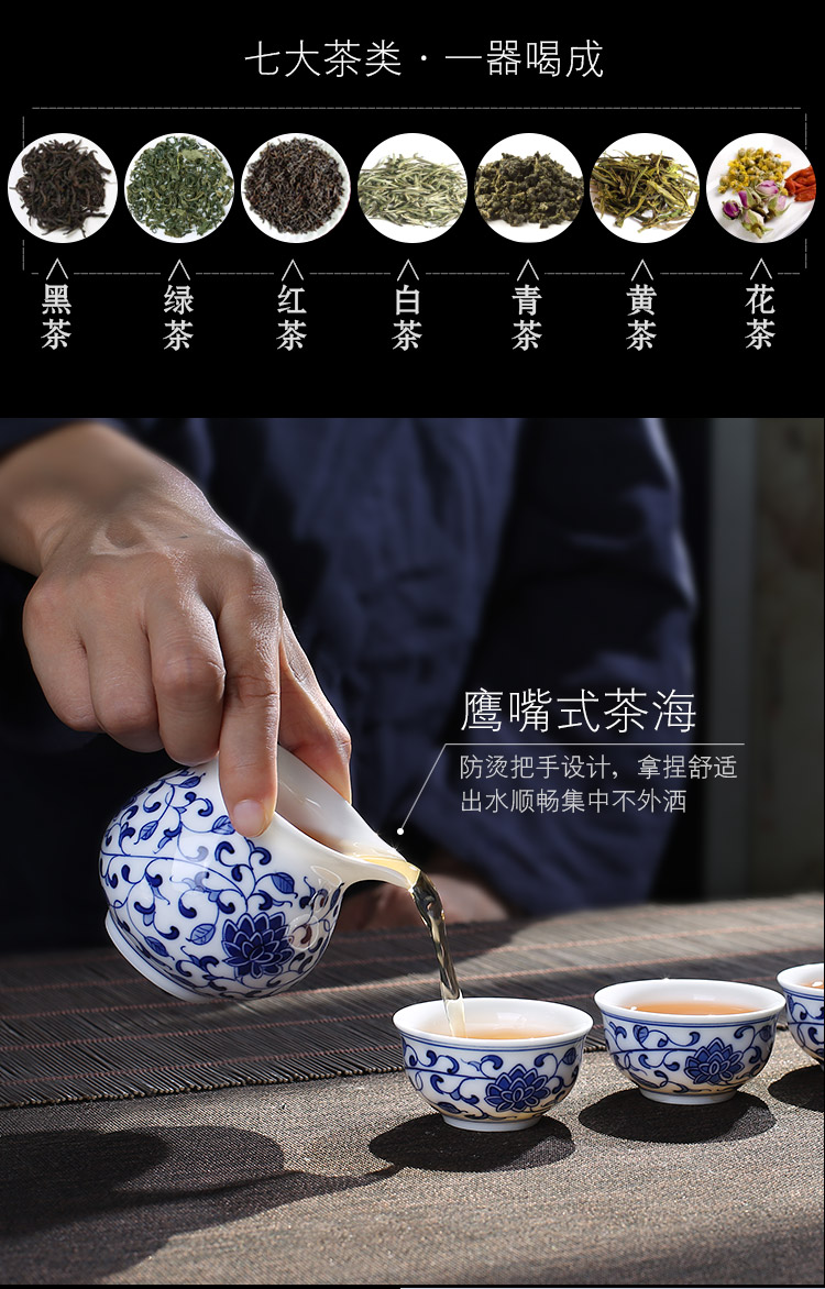 Jingdezhen up fire ceramic kung fu tea set household which is hand - made cup lid of blue and white porcelain bowl