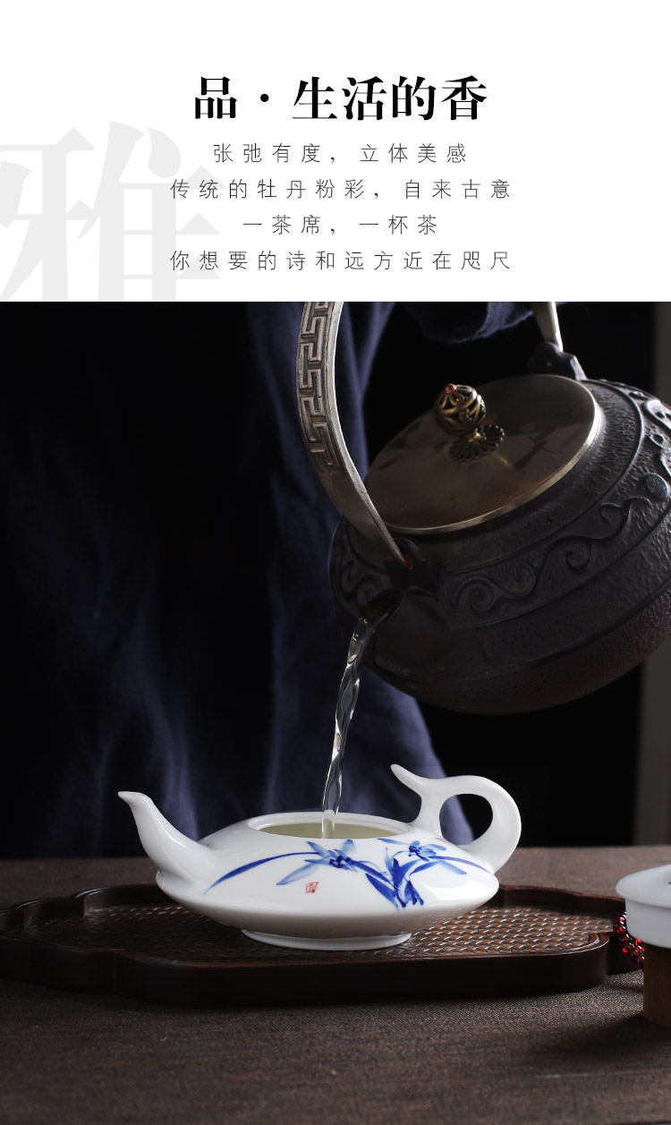 Jingdezhen up the fire which white porcelain hand - made ceramic teapot household single pot of blue and white porcelain kung fu tea tea