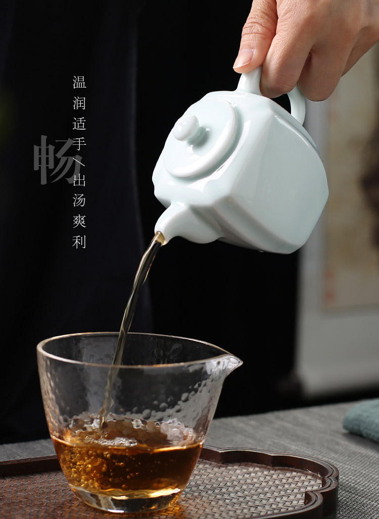 Jingdezhen up the fire which manual celadon kung fu tea pot pot of tea ware has contracted household ceramics