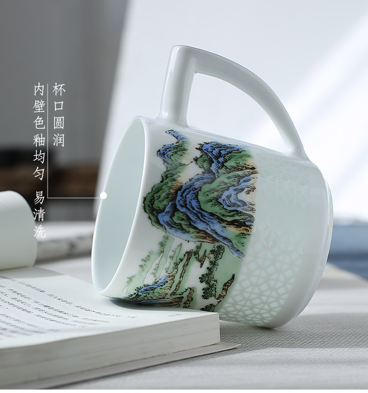 Jingdezhen up the fire which ceramic tea cups separation filter with a lid office home tea cup