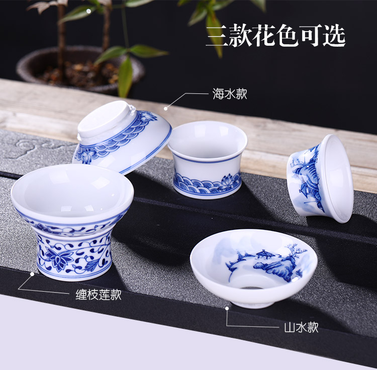 Jingdezhen up the fire which is hand made blue and white porcelain) tea strainer tea accessories checking ceramic tea