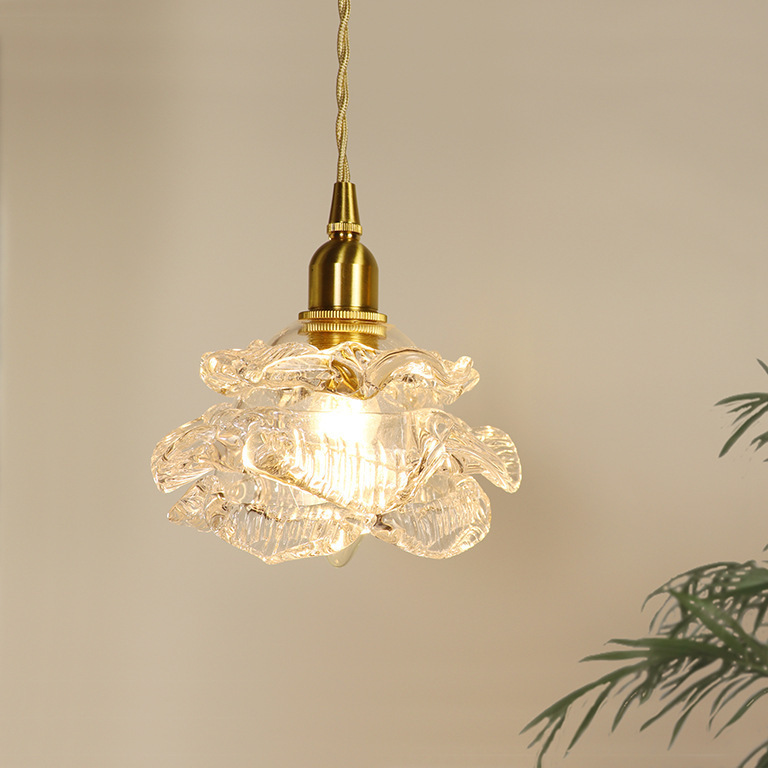 Small Rose Romantic French Bedside Pendant Light Bedroom Vintage All-Copper American Light Luxury Living Room Dining Room Bar Single Head Small Rose Romantic French Bedside Pendant Light Bedroom Vintage All-Copper American Light Luxury Living Room Dining Room Bar Single Head
