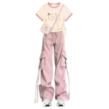 Летняя дофаминовая ниша не -коллизионные брюки работников горячей девушки установили женские ученики старших классов Tide Summer Play с целым набором