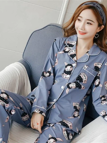 Демисезонная пижама, милый лонгслив, весенний послеродовой комплект, в корейском стиле, большой размер