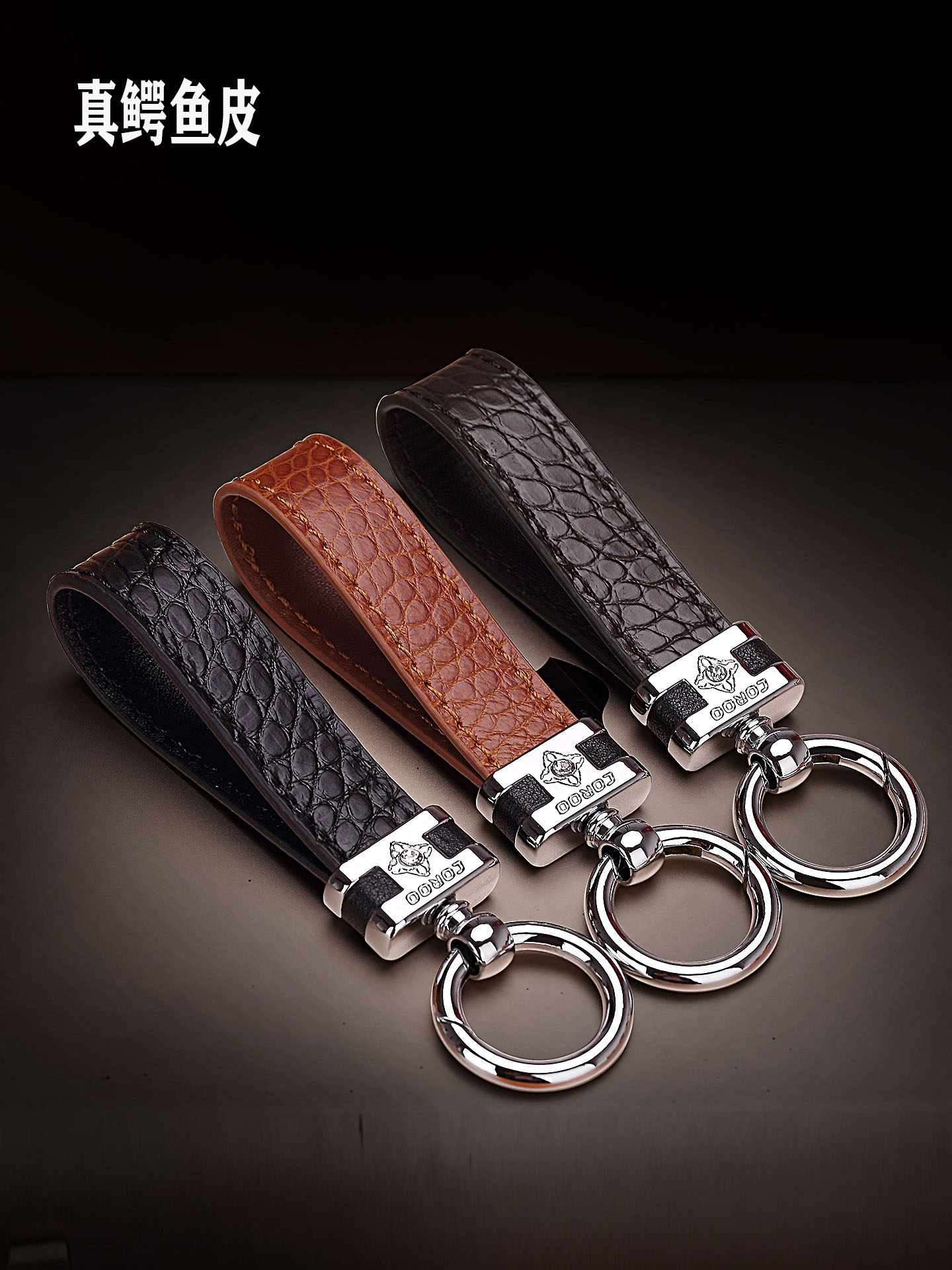 Car Keychain for Men, High-End Car Key Pendant, Crocodile Leather Key Chain, Personalized, Simple, Exquisite, Trendy for Women