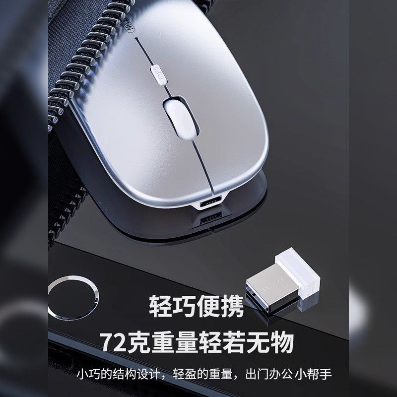 Wireless Bluetooth Mouse, Silent, Rechargeable, Dual-Mode Mouse, iPad Notebook Desktop Computer, Office Game