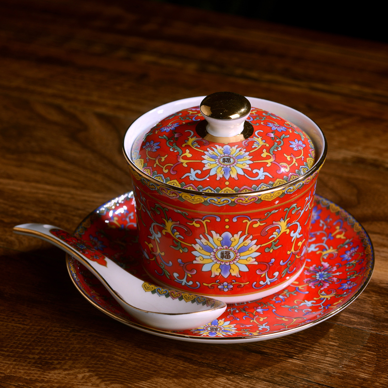Jingdezhen porcelain enamel dishes suit family dishes spoon combination hotel club table tableware custom