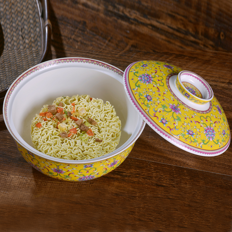 Jingdezhen famille rose porcelain mercifully rainbow such use household with cover a small bowl of soup bowl factory dormitory tableware use of microwave oven
