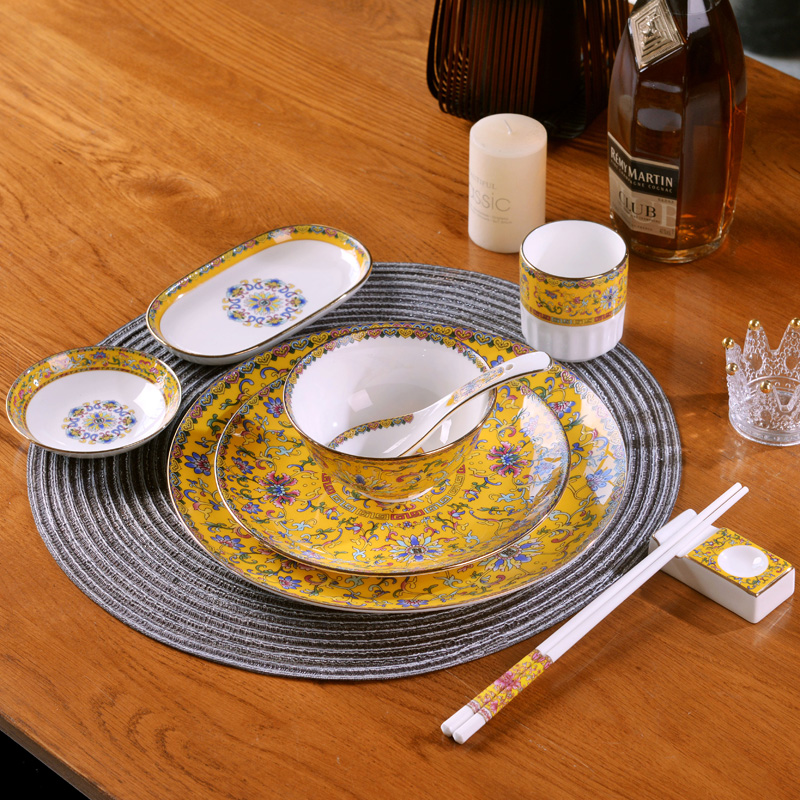 Jingdezhen ceramic bowl home dishes set tableware portfolio palace Chinese dishes custom hotel club hotel