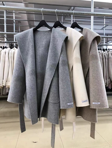 Зимняя двусторонная кашемировая длинная атмосферная короткая толстовка с капюшоном, шерстяное пальто, средней длины