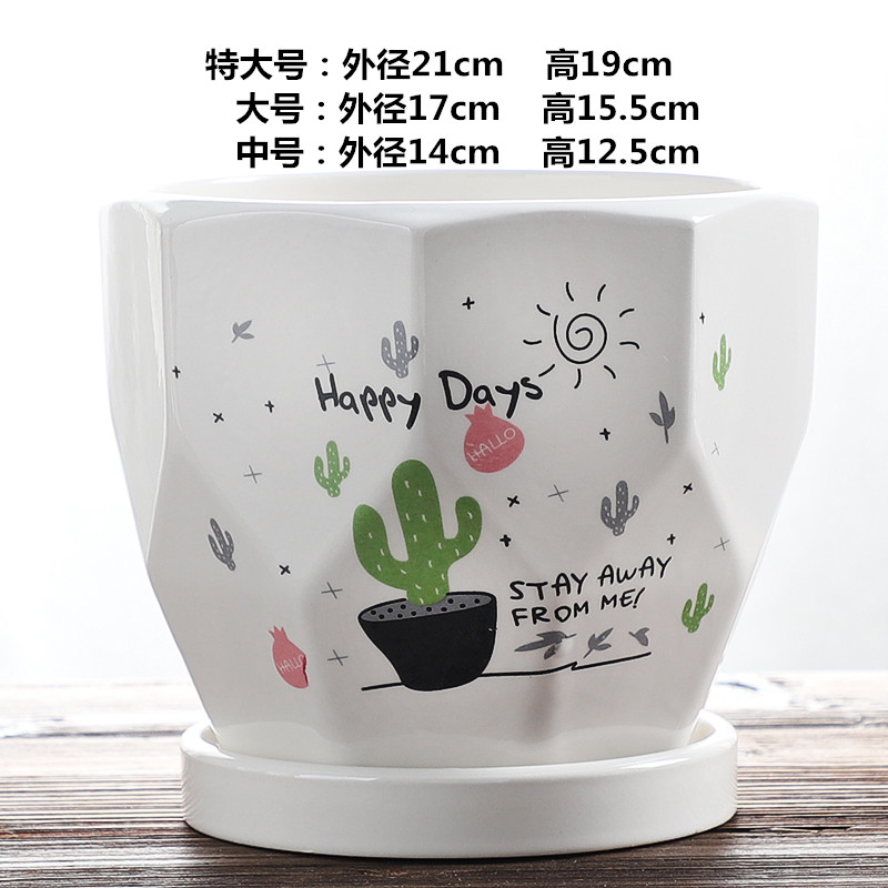 White ceramic flower pot tray was special large individuality creative diamond fleshy indoor household bracketplant money plant POTS