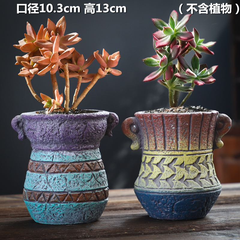 Retro pot coarse pottery breathable creative meat meat the plants combination suit special offer a clearance of large caliber fleshy flower pot
