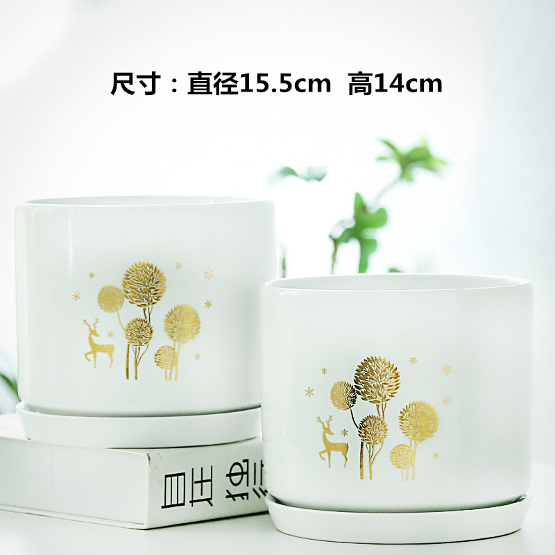 Flowerpot ceramics in northern wind large number contracted household money plant bracketplant fleshy white big tray specials
