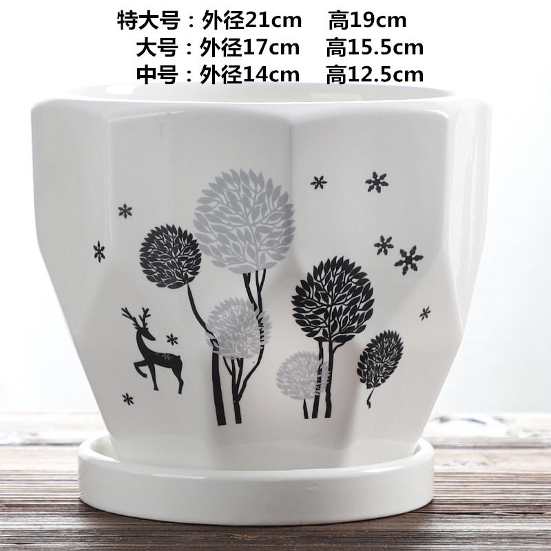 White ceramic flower pot tray was special large individuality creative diamond fleshy indoor household bracketplant money plant POTS