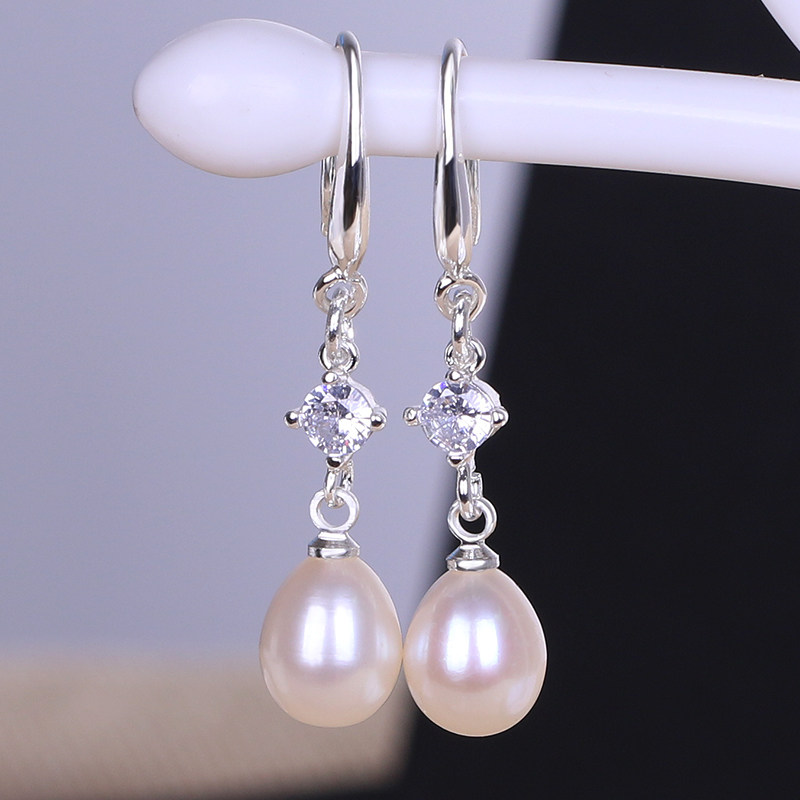Natural freshwater pearl 925 silver earrings female sterling silver high-grade earrings 2021 new trendy temperament long earrings