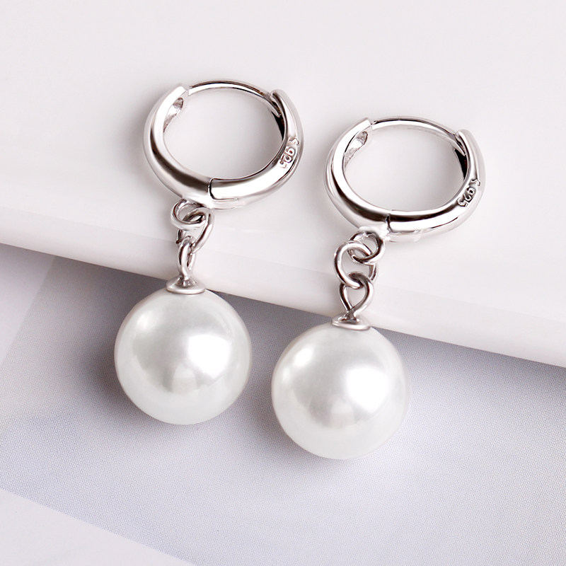 925 pure silver pearl earrings woman 2021 new wave ear button pendant online red temperamental ear decoration send mom gift