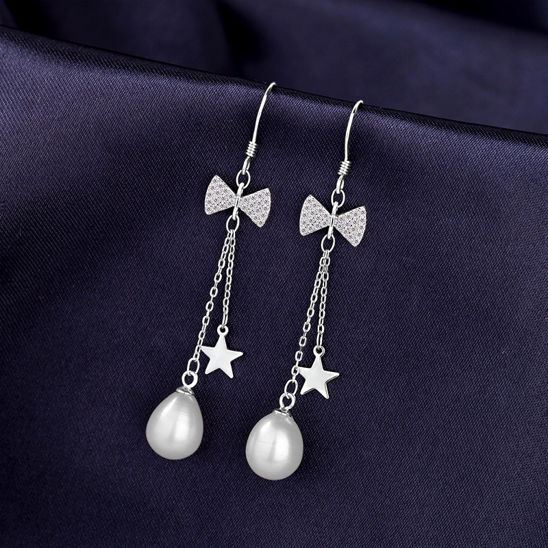 925 sterling silver natural freshwater pearl long earrings 2020 trendy tassel thin face earrings female temperament earrings