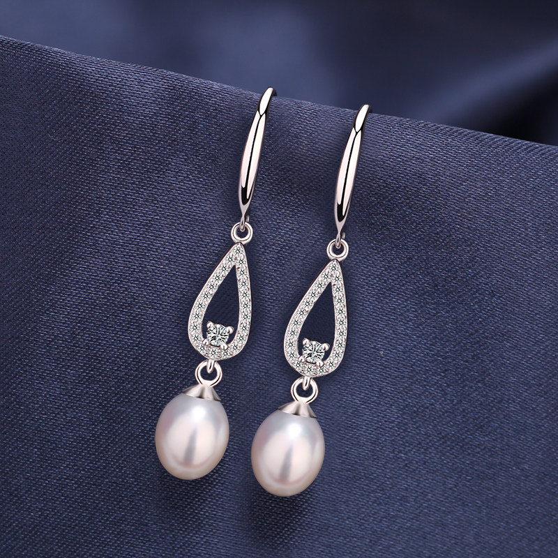 925 sterling silver natural fresh water real pearl earrings female long version wedding earrings temperament mother earrings 2020 New
