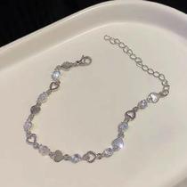 Fashionable and simple love bracelet for women 2024 new niche design Korean style zircon crystal heart-shaped bracelet