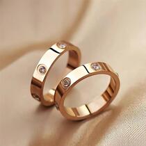 Titanium steel six-diamond ring fashionable and personalized trendy steel ring exquisite and cool style index ring couple ring direct approval from the manufacturer