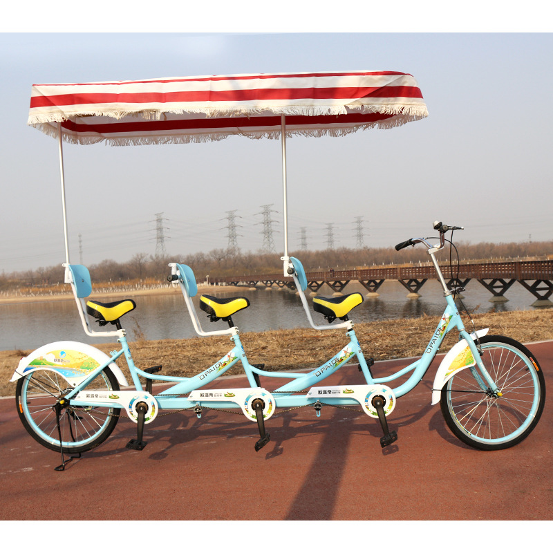 Opati 24-inch 3-person multiplayer three-person tour fitness sightseeing spot rental bike group purchase Red and yellow