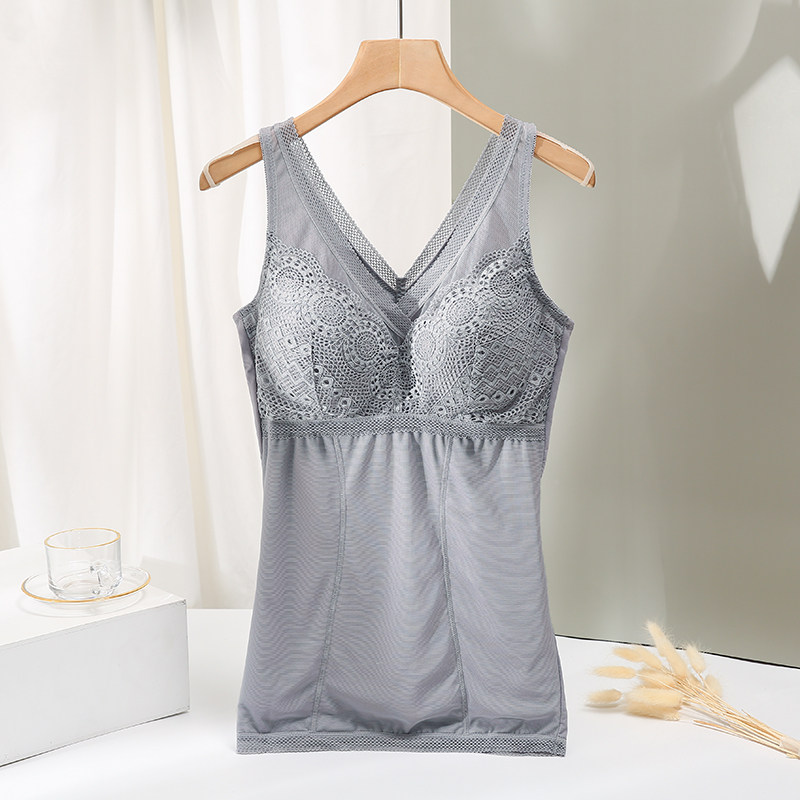 Winter with chest cushion warm vest woman plus suede thin suede large size body tight fit jacket closeted body beating bottom underwear-Taobao