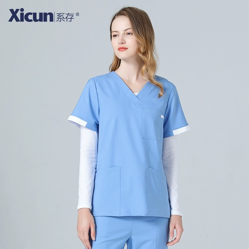系存 Эластичная легкая и тонкая летняя быстросохнущая униформа врача для работы, короткий рукав