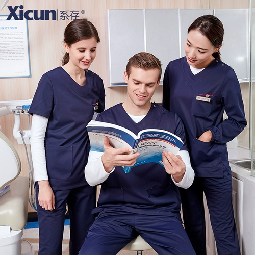 系存 Униформа врача для работы, униформа медсестры, перчатки, комплект, короткий рукав