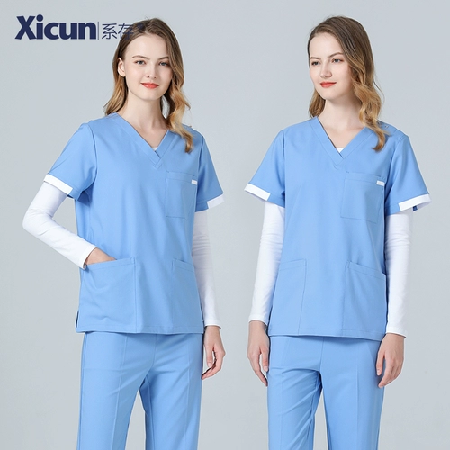 系存 Эластичная легкая и тонкая летняя быстросохнущая униформа врача для работы, короткий рукав