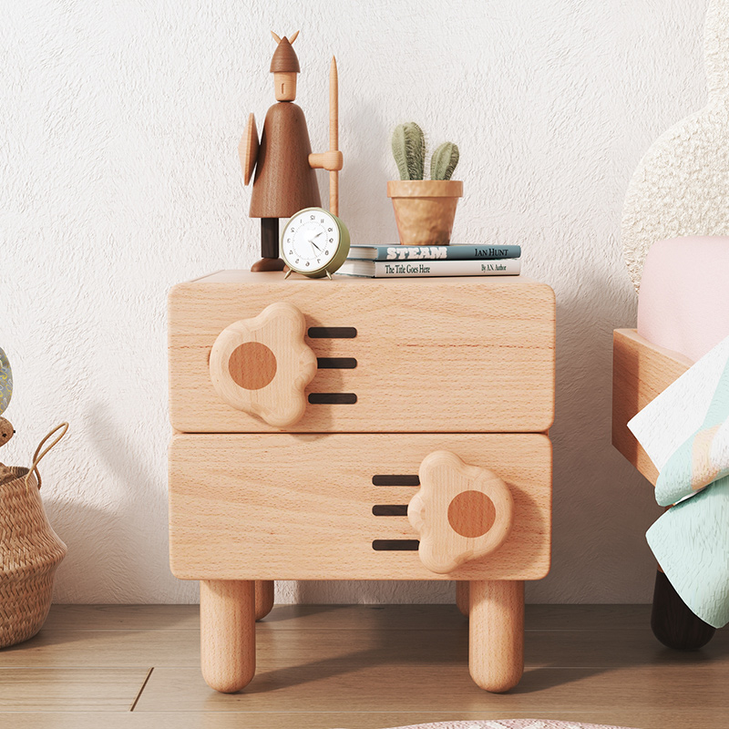 Cat Paw Children's Bed Head Cabinet Cartoon Small Mini-Bed Side Cabinet Containing Cabinet Creative Solid Wood Containing Cabinet Girl Fighting Cabinet